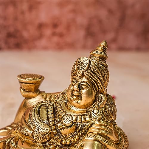 The Advitya Brass Kuber Statue for Vastu|Brass Kuber Idol|Kuber Murti|Kubera Statue for Wealth Prosperity, Pooja, Temple, Home, Office, Business, Good Luck Gift (Model 2), Religious - Image 3