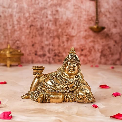 The Advitya Brass Kuber Statue for Vastu|Brass Kuber Idol|Kuber Murti|Kubera Statue for Wealth Prosperity, Pooja, Temple, Home, Office, Business, Good Luck Gift (Model 2), Religious - Image 1