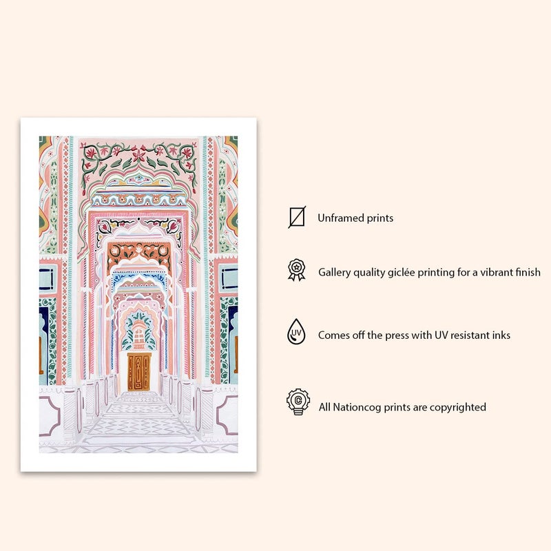 Nationcog Nationcog Patrika Gate  Jaipur Art Print  India Art Print  Travel Print  Travel Poster  Home Decor  Wedding Gift  Housewarming Gift  Home Decor (Unframed) (9x11 in) - Image 2