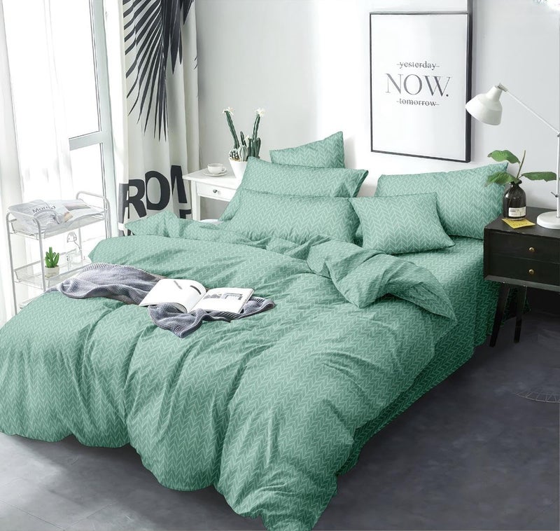 Warisi Abstract King Size Duvet Cover 90x100 Inches Glace Cotton Soft Bedding with Zipper Closure, for Blanket King Size, Double Blanket, Razai Double Bed, Comforter Cover- Green - Image 1