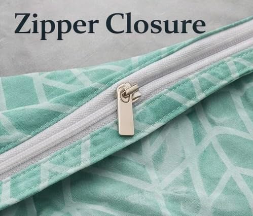 Warisi Abstract King Size Duvet Cover 90x100 Inches Glace Cotton Soft Bedding with Zipper Closure, for Blanket King Size, Double Blanket, Razai Double Bed, Comforter Cover- Green - Image 2