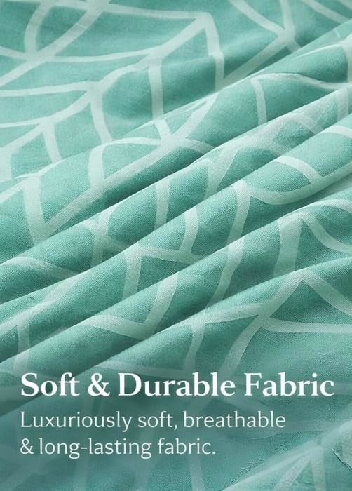 Warisi Abstract King Size Duvet Cover 90x100 Inches Glace Cotton Soft Bedding with Zipper Closure, for Blanket King Size, Double Blanket, Razai Double Bed, Comforter Cover- Green - Image 5
