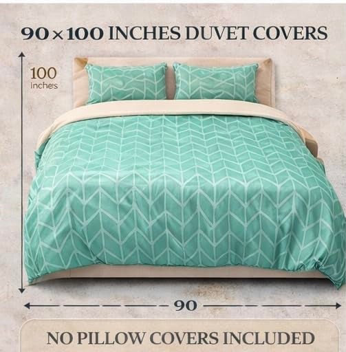 Warisi Abstract King Size Duvet Cover 90x100 Inches Glace Cotton Soft Bedding with Zipper Closure, for Blanket King Size, Double Blanket, Razai Double Bed, Comforter Cover- Green - Image 3