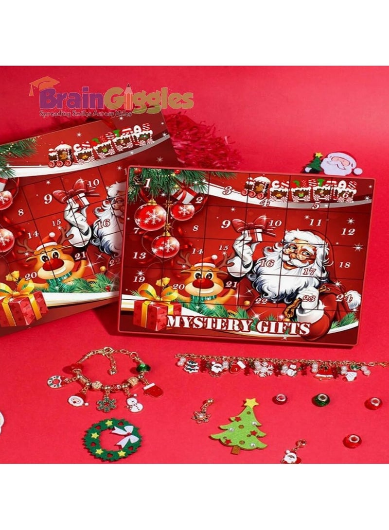 BrainGiggles BrainGiggles Christmas Advent Calendar 2024 for Girls – DIY Jewellery Set Santa Advent Calendar with 24 Surprise Boxes – Christmas Gift for Kids - Christmas Calendar for Xmas Decorations - Image 5