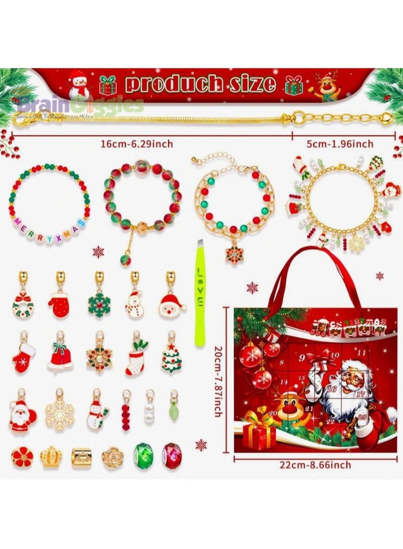 BrainGiggles BrainGiggles Christmas Advent Calendar 2024 for Girls – DIY Jewellery Set Santa Advent Calendar with 24 Surprise Boxes – Christmas Gift for Kids - Christmas Calendar for Xmas Decorations - Image 2