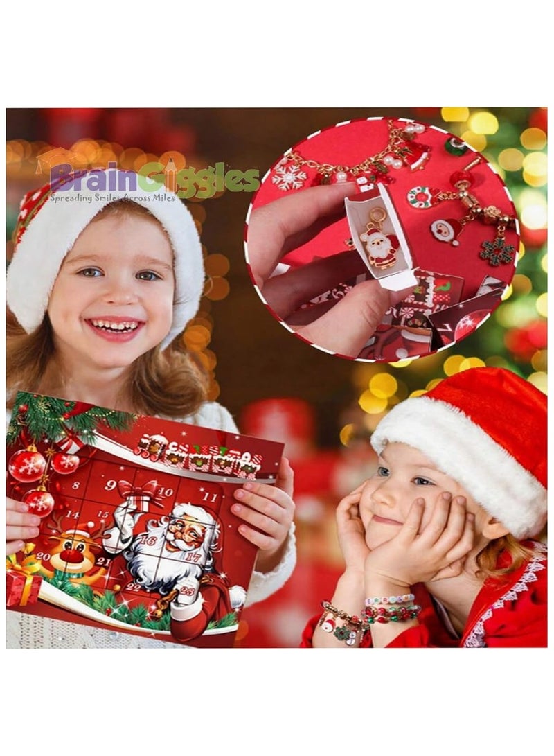 BrainGiggles BrainGiggles Christmas Advent Calendar 2024 for Girls – DIY Jewellery Set Santa Advent Calendar with 24 Surprise Boxes – Christmas Gift for Kids - Christmas Calendar for Xmas Decorations - Image 3