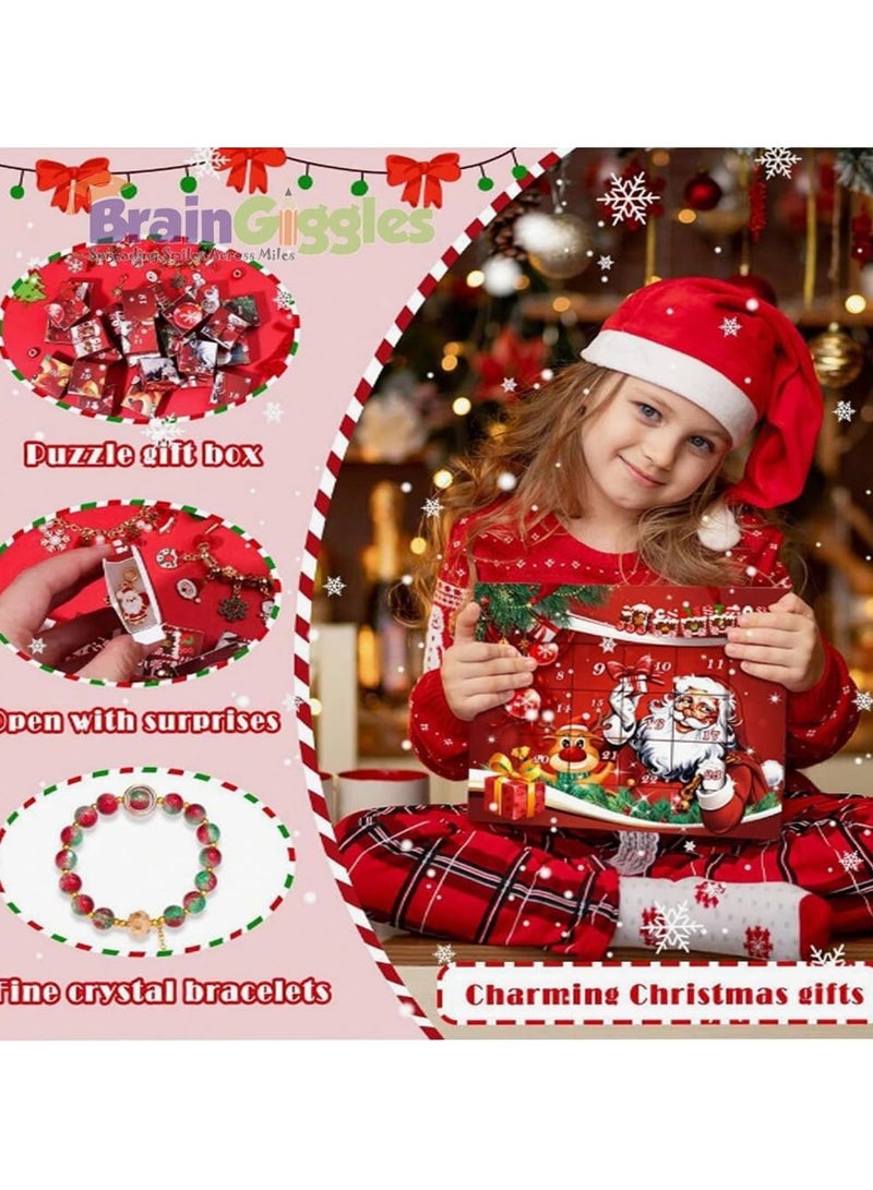 BrainGiggles BrainGiggles Christmas Advent Calendar 2024 for Girls – DIY Jewellery Set Santa Advent Calendar with 24 Surprise Boxes – Christmas Gift for Kids - Christmas Calendar for Xmas Decorations - Image 4