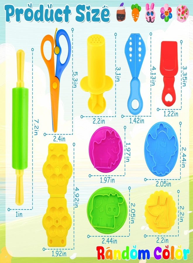 iShyan Dough Tools Play for Kids,33 PCS Dough Tool Set Includes Rolling Pins,Safety Scissors,Extruder,Kitchen Creative Tools and Molds - Image 2