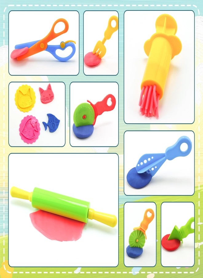 iShyan Dough Tools Play for Kids,33 PCS Dough Tool Set Includes Rolling Pins,Safety Scissors,Extruder,Kitchen Creative Tools and Molds - Image 4