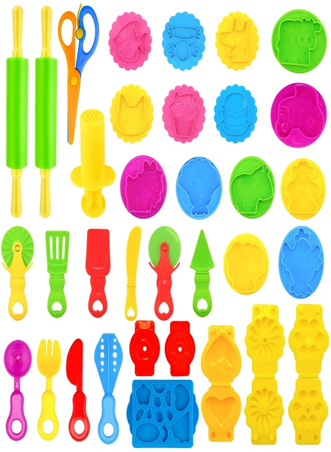iShyan Dough Tools Play for Kids,33 PCS Dough Tool Set Includes Rolling Pins,Safety Scissors,Extruder,Kitchen Creative Tools and Molds - Image 1