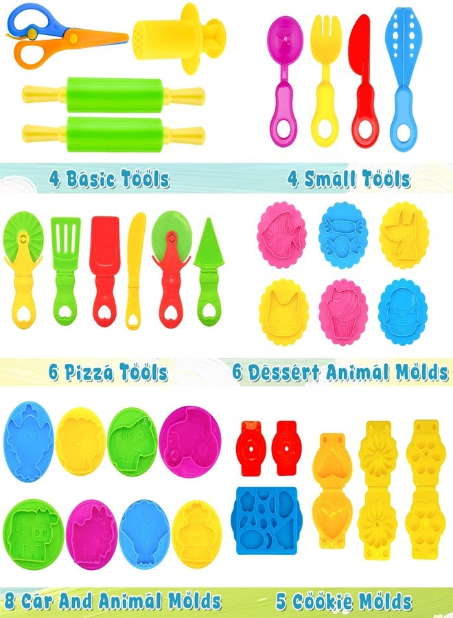 iShyan Dough Tools Play for Kids,33 PCS Dough Tool Set Includes Rolling Pins,Safety Scissors,Extruder,Kitchen Creative Tools and Molds - Image 3