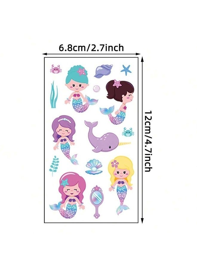 Layali 10 Sheets Cartoon Mermaid Temporary Tattoo Stickers, Waterproof Perfect for Parties, Festivals, Gifts - Suitable for Kids & Adults - Image 2