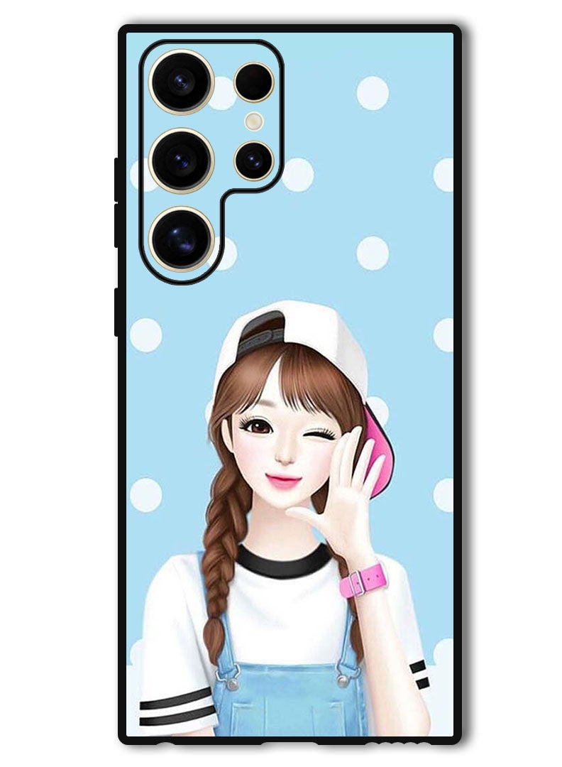 Theodor Protective Case Anti Scratch Shock Proof Bumper Cover For Samsung Galaxy S24 Ultra Girl Wear Cap  - Image 1