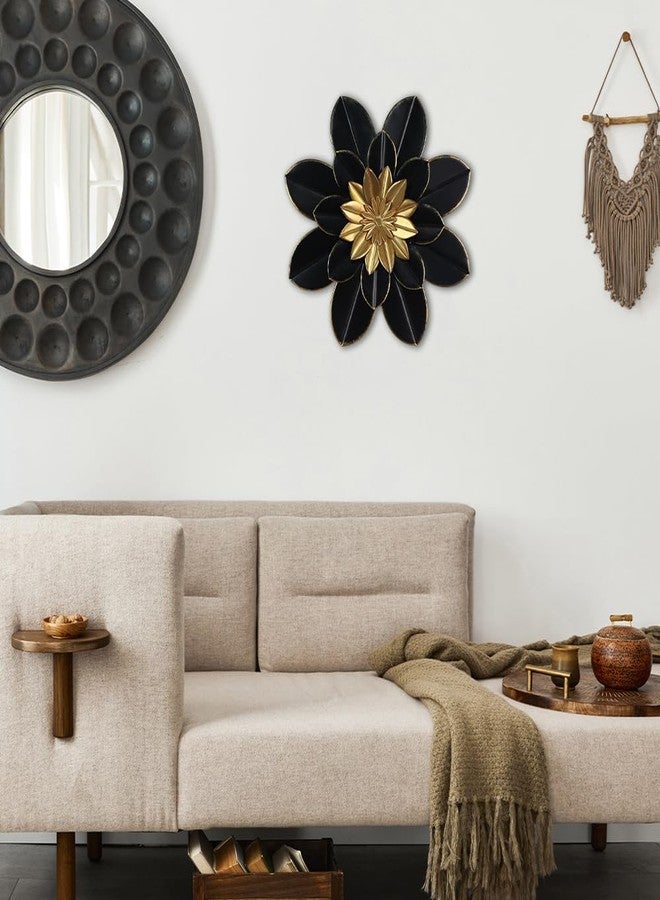hogardeck Metal Flower Wall Decor, 16" Black & Gold Floral Metal Wall Art for Indoor Outdoor, Boho Modern Wall Decor for Bathroom, Living Room, Kitchen, Bedroom, Porch, Garden, Yard - Image 5