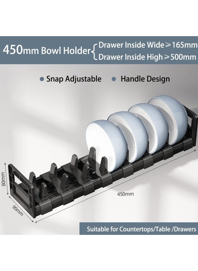 ECVV Aluminum Kitchen Organizer Rack with Dish, Bowl, and Pot Shelves, Snap Adjustable, Handle Design, Space-Saving, Multifunctional, and Stylish, Fits Drawers ≤45.7cm(L)×30.5cm(W) for Bowls Storage - Image 2