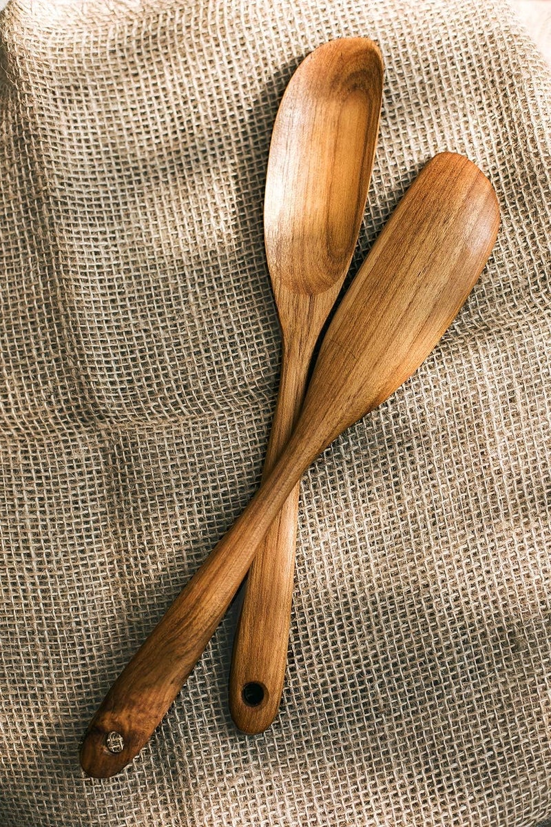 FAAY Jar Spoon, 12" Mixed Bowl Wooden Spoons for Cooking, Handmade Teak Wooden Spoon, Healthy Utensils, Suitable for Right Hand. - Image 2