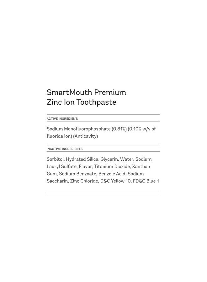 SmartMouth Premium Zinc Ion Toothpaste, Cavity, Enamel, and Plaque Help, Mild Mint, 3.4 oz, 3 Pack - Image 2