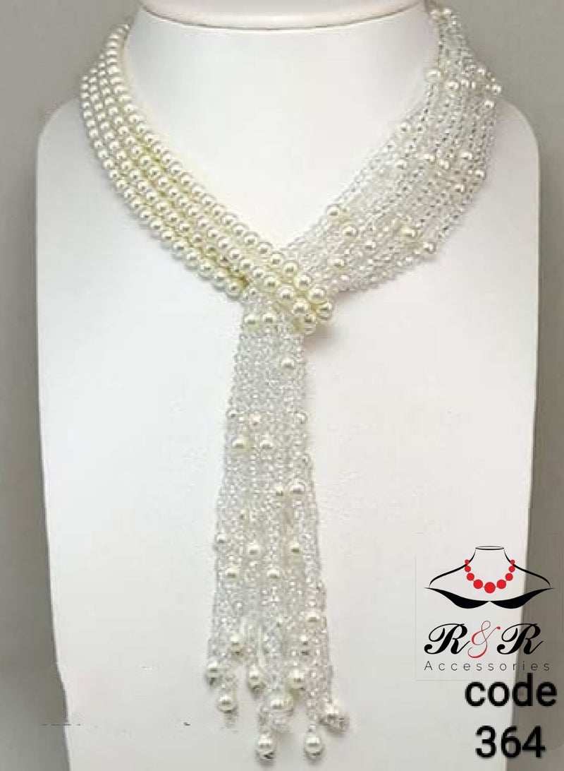 R&R Multi-layered women's necklace of crystals and Mallorcan pearls 