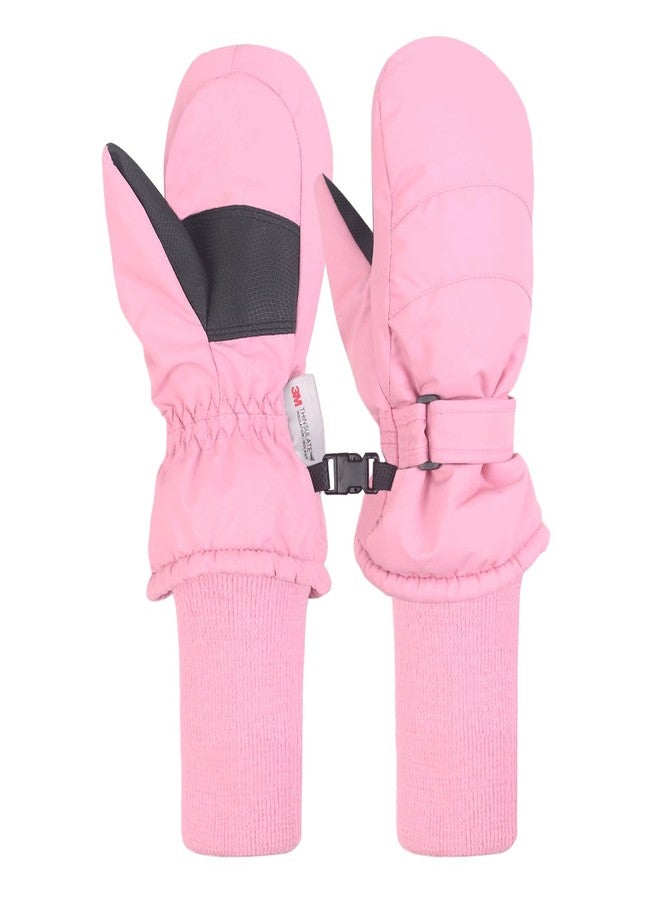 XTACER Kids Ski Snow Mittens Gloves Snowboard Winter Warm Cold Weather Gloves for Boys Girls Children (Light Pink- Long Cuff,6-8 Years) - Image 1