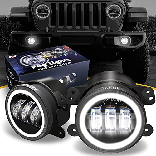 NUVISION LIGHTING NVL-FL-001H 4 Inches LED Fog Lights Assembly w/ Halo Ring DRL Turn Signal Compatible with 07-17 Wrangler / 14-18 Cherokee / 11-14 Charger /10-19 Journey (Left & Right) DOT Approved - Image 1