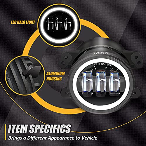 NUVISION LIGHTING NVL-FL-001H 4 Inches LED Fog Lights Assembly w/ Halo Ring DRL Turn Signal Compatible with 07-17 Wrangler / 14-18 Cherokee / 11-14 Charger /10-19 Journey (Left & Right) DOT Approved - Image 2