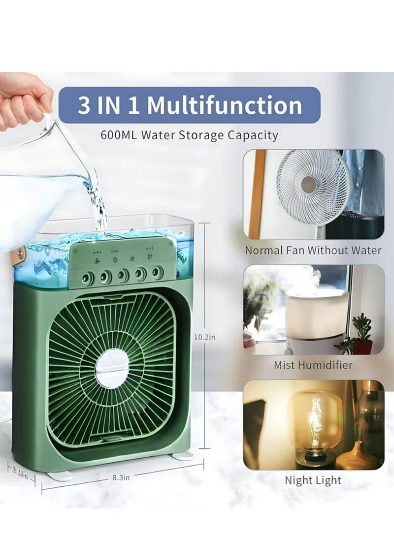 Portable Air Cooler Fan with USB Rechargeable Cooling, Humidifier & LED Night Light – Mini Personal Air Conditioner for Home, Office, Bedroom, Travel & Outdoor Use, Quiet Energy Saving Design - Image 2