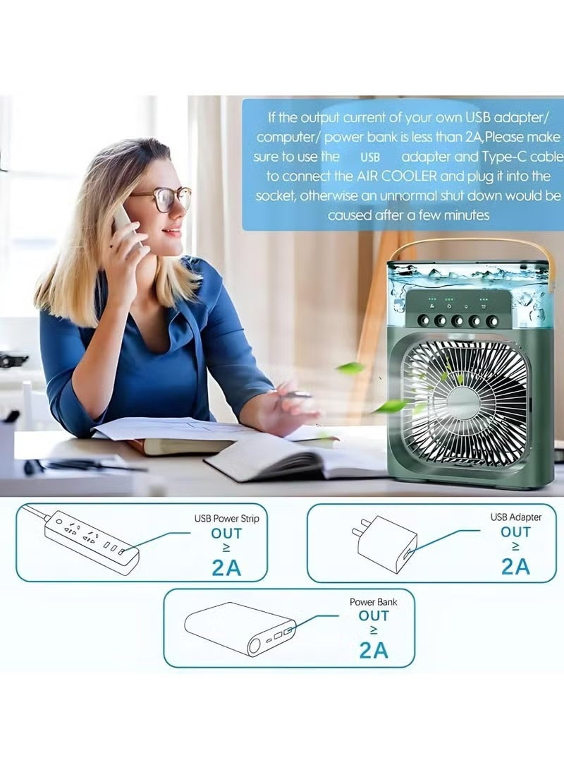 Portable Air Cooler Fan with USB Rechargeable Cooling, Humidifier & LED Night Light – Mini Personal Air Conditioner for Home, Office, Bedroom, Travel & Outdoor Use, Quiet Energy Saving Design - Image 5