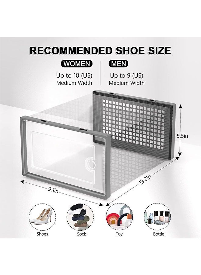 Captaintech Wardrobe Shoe Cabinet 12-Piece Gray Transparent Plastic Stackable Shoe Cabinet with Drawers and Lid Bedside Shoe Cabinet for Hall Wardrobe (Grey) - Image 3
