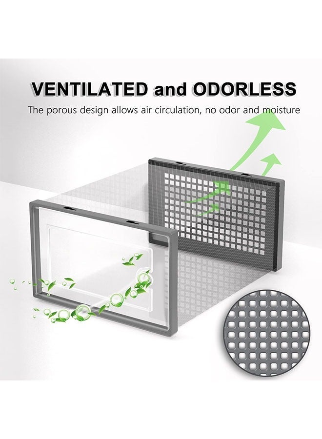 Captaintech Wardrobe Shoe Cabinet 12-Piece Gray Transparent Plastic Stackable Shoe Cabinet with Drawers and Lid Bedside Shoe Cabinet for Hall Wardrobe (Grey) - Image 5