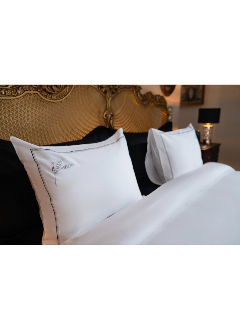 TM HOME TM Home “Sanabil” 6-Piece Embroidered Duvet Cover Set – 100% Egyptian Cotton – 600TC – 250,000-Stitch Wheat-Inspired Elegance  - Image 4