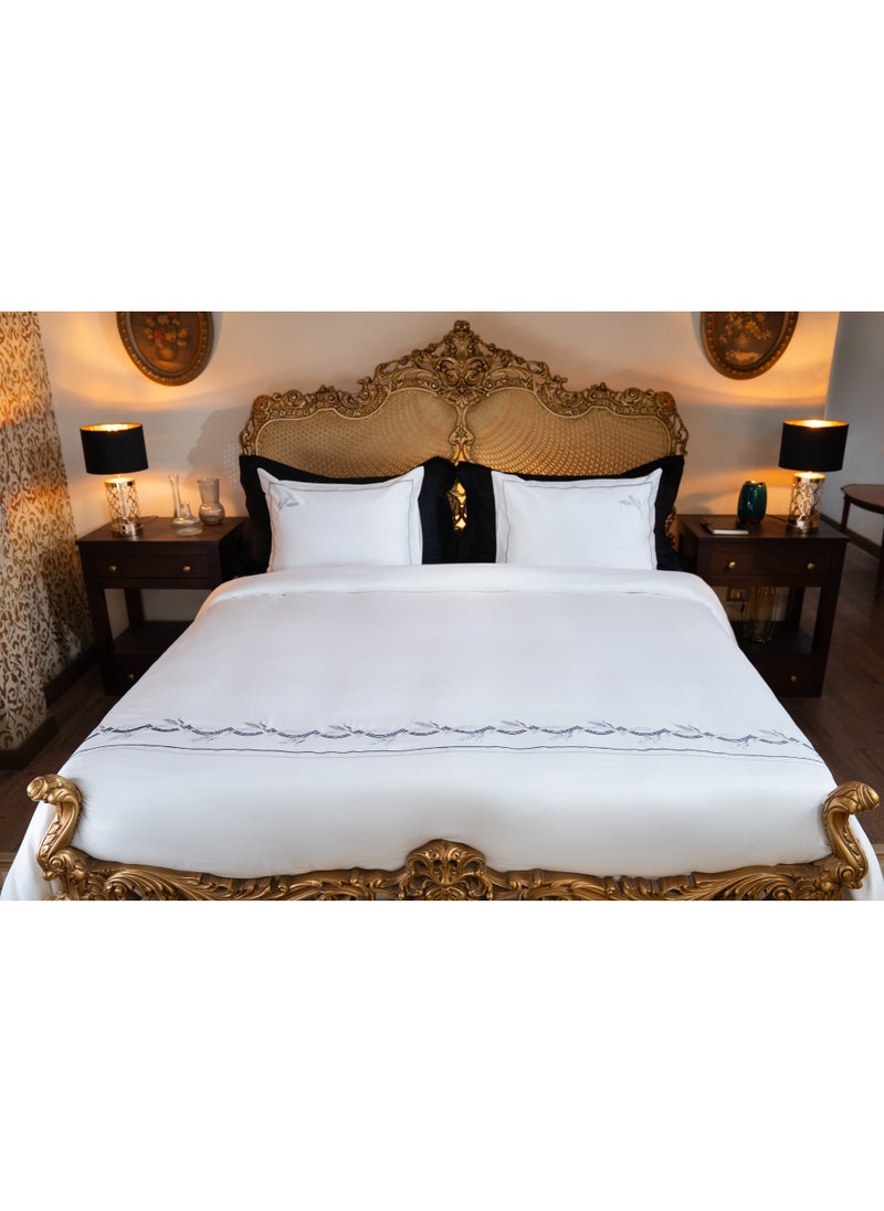 TM HOME TM Home “Sanabil” 6-Piece Embroidered Duvet Cover Set – 100% Egyptian Cotton – 600TC – 250,000-Stitch Wheat-Inspired Elegance  - Image 1