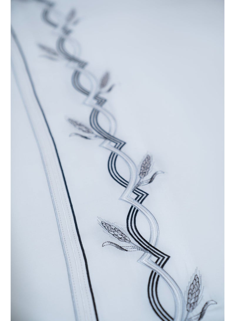 تى ام هوم طقم مفروشات Sanabil من TM Home – 3 قطع – قطن مصري فاخر 100% بعدد 600 خيط – تطريز مستوحى من سنابل القمح بـ250,000 غرزة - Image 2