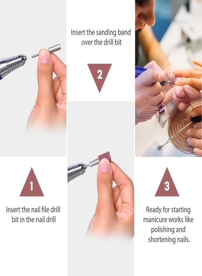 aw BYOOTIQUE 300x Nail Drill Sanding Bands 80" 120" 180" & 30x Bits Nail Drill File Use Art for Manicure Pedicure - Image 5