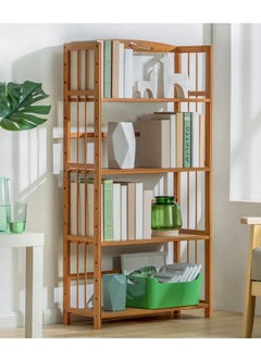 HOME TASTE TOMSUN Bamboo Shelf Adjustable Bamboo Wood Bookcase Free-Standing Storage Stand Floor Standing Cabinet Shelf Rack for Living Room Bathroom Kitchen Home Office  - Image 1