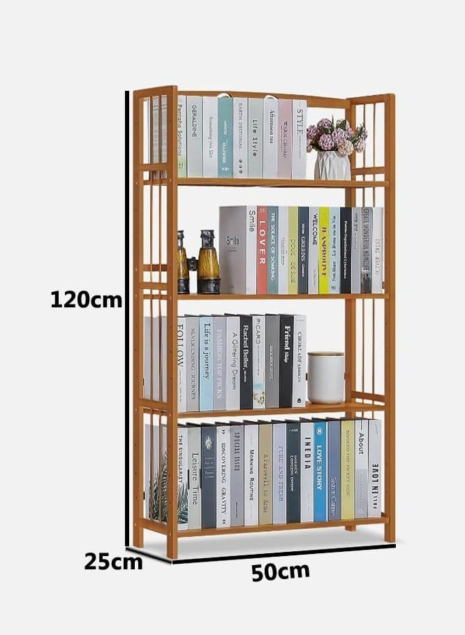 HOME TASTE TOMSUN Bamboo Shelf Adjustable Bamboo Wood Bookcase Free-Standing Storage Stand Floor Standing Cabinet Shelf Rack for Living Room Bathroom Kitchen Home Office  - Image 2