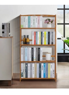 HOME TASTE TOMSUN Bamboo Shelf Adjustable Bamboo Wood Bookcase Free-Standing Storage Stand Floor Standing Cabinet Shelf Rack for Living Room Bathroom Kitchen Home Office  - Image 3
