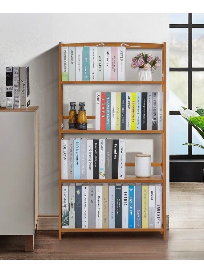 HOME TASTE TOMSUN Bamboo Shelf Adjustable Bamboo Wood Bookcase Free-Standing Storage Stand Floor Standing Cabinet Shelf Rack for Living Room Bathroom Kitchen Home Office  - Image 3