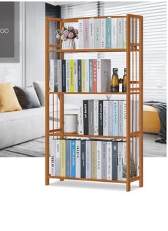 HOME TASTE TOMSUN Bamboo Shelf Adjustable Bamboo Wood Bookcase Free-Standing Storage Stand Floor Standing Cabinet Shelf Rack for Living Room Bathroom Kitchen Home Office  - Image 4