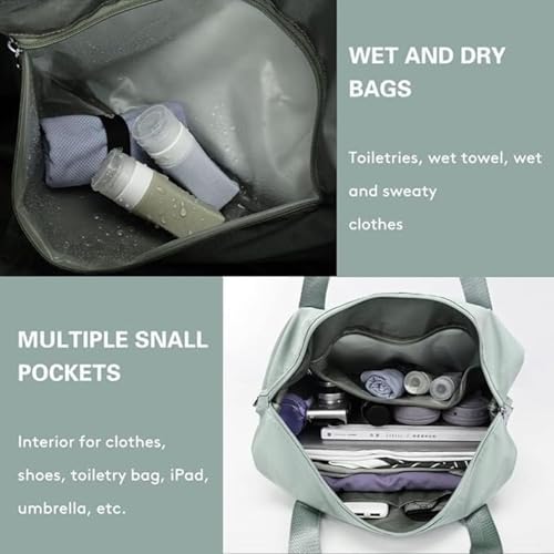 Wazdorf Nylon 41 Liter Expandable Travel Bags for Women, Duffle Bags for Women Luggage, Foldable Vanity Traveling Bag, Waterproof Hand Bag for Ladies Personal Items,Light Green - Image 5