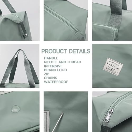 Wazdorf Nylon 41 Liter Expandable Travel Bags for Women, Duffle Bags for Women Luggage, Foldable Vanity Traveling Bag, Waterproof Hand Bag for Ladies Personal Items,Light Green - Image 4