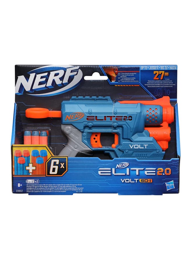 NERF Elite 2.0 Volt Sd-1 Blaster - 6 Official Nerf Darts, Light Beam Targeting, 2-Dart Storage, 2 Tactical Rails To Customize For Battle, Fires Darts Up to 90 Feet, Ages 8+ - Image 2