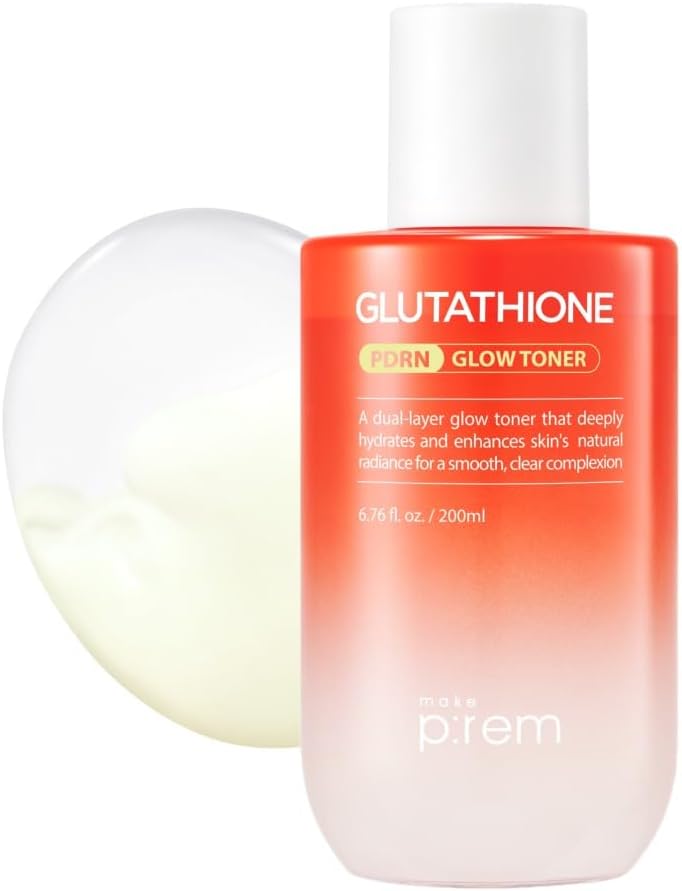 MAKEP:REM تونر بريم جلوتاثيون بي دي آر إن، معزز إشراقة مضاد للأكسدة مع نظام ترطيب مزدوج وتركيبة تنعيم للبشرة الحساسة، العناية بالبشرة الكورية، 6.76 أونصة سائلة، 200 مل