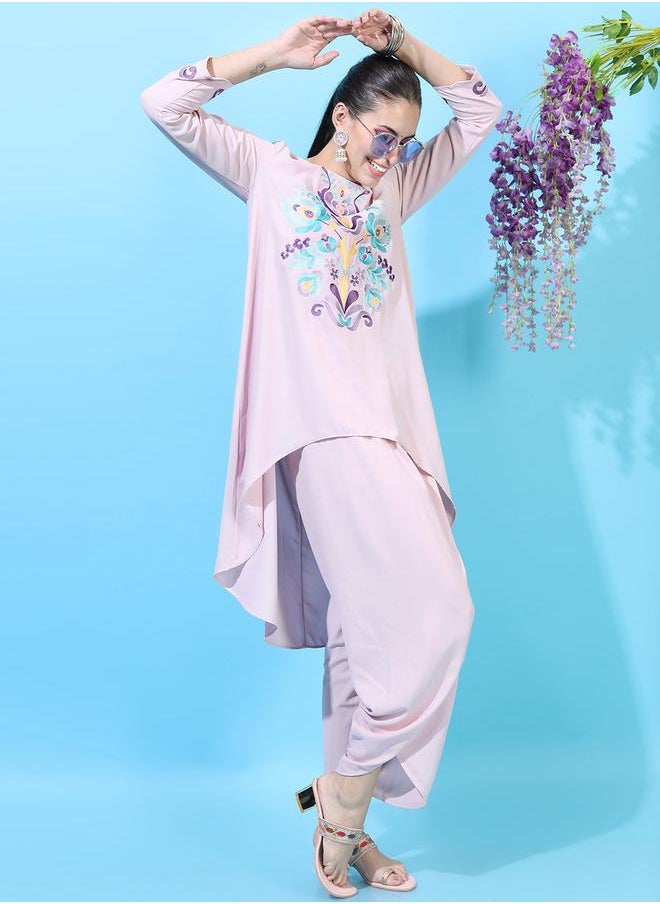 Vishudh Women Embroidered High-Low Kurta with Dhoti Pants by Styli  - Image 1