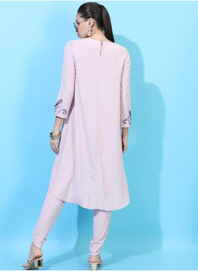 Vishudh Women Embroidered High-Low Kurta with Dhoti Pants by Styli  - Image 3