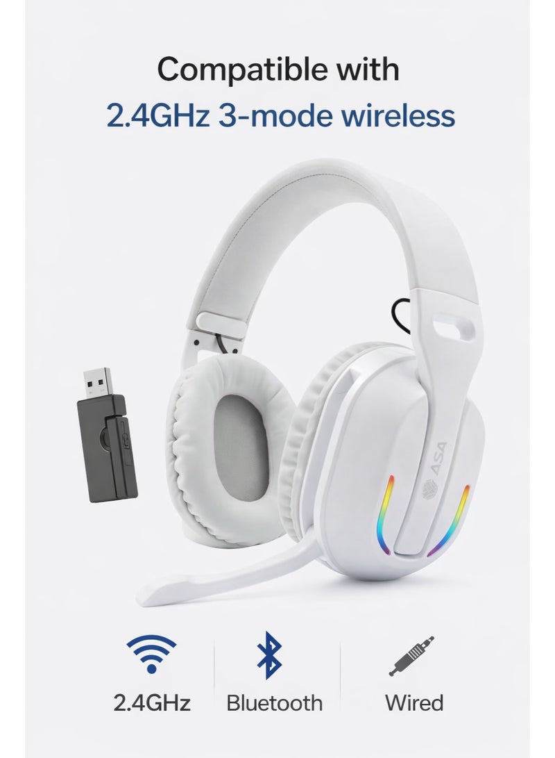 ASA RANT 2.4GHz Wireless Gaming Headset with RGB Lighting – 3 Mode Wireless, Over-Ear Headphones for PC, PS4, PS5 & Mobile - Image 1