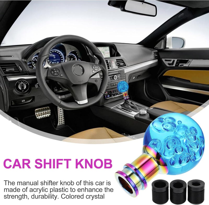 Acrylic Car Gear Shift Knob with 3 Threaded Adapters (m8, M10, Large Size), Blue Round Manual Transmission Replacement Head for Automotive Interior - Image 3
