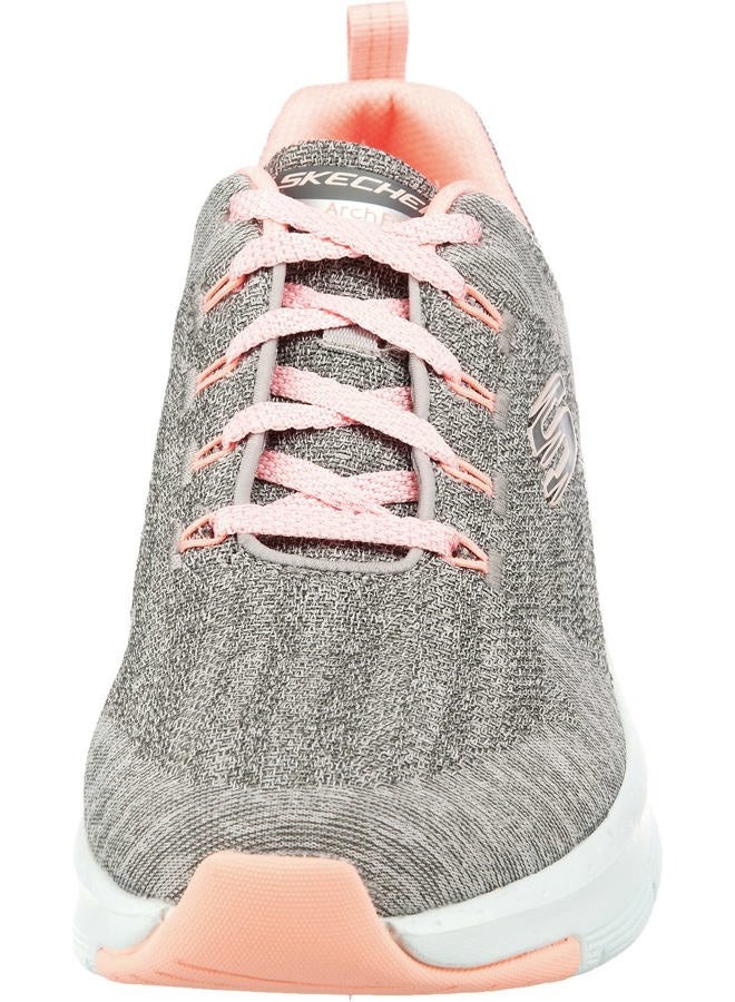SKECHERS حذاء رياضي ARCH FIT للنساء، رمادي محبوك/تقليم وردي متوسط، 38 EU - Image 5