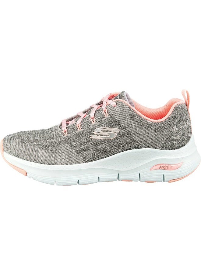 SKECHERS حذاء رياضي ARCH FIT للنساء، رمادي محبوك/تقليم وردي متوسط، 38 EU - Image 4