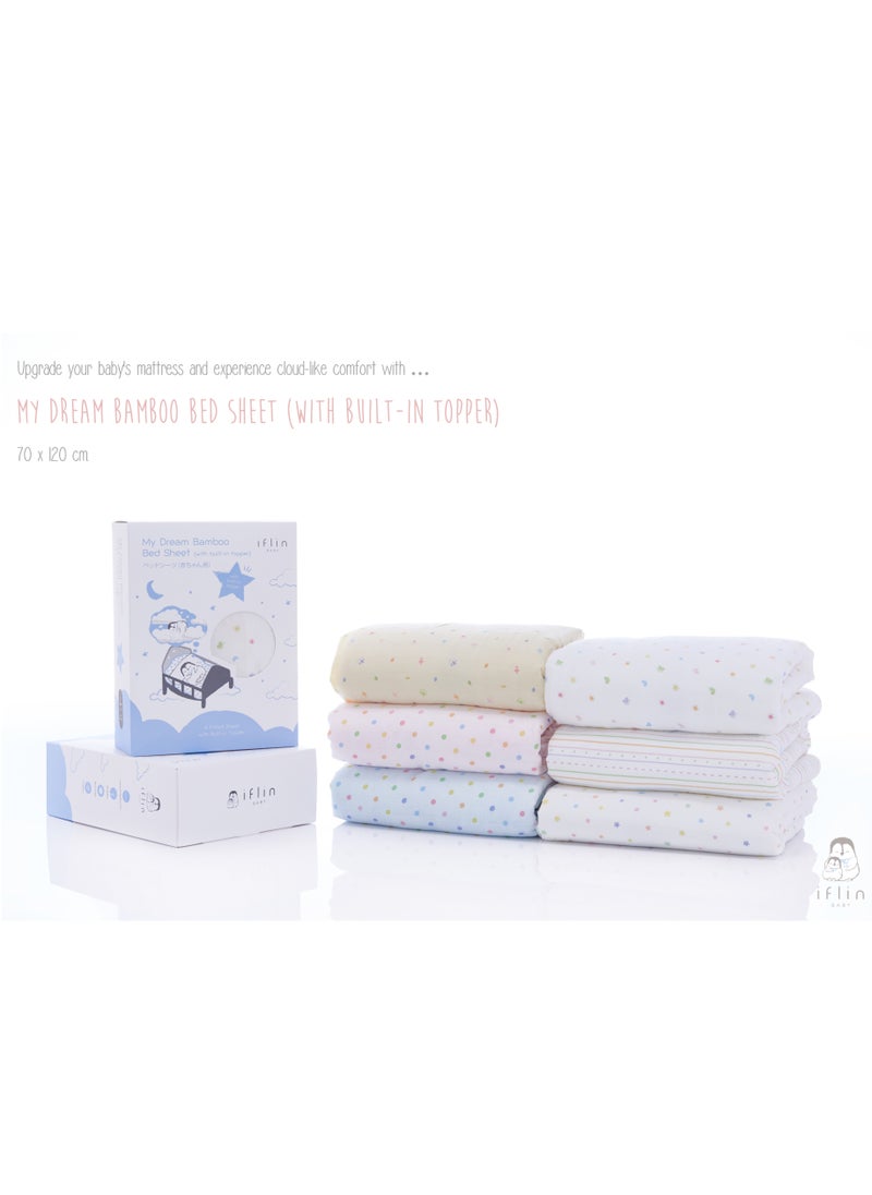 Iflin Baby - My Dream Bamboo Bed Sheet 70x120cm (with Built-in Topper) - Playful Blue - Image 1