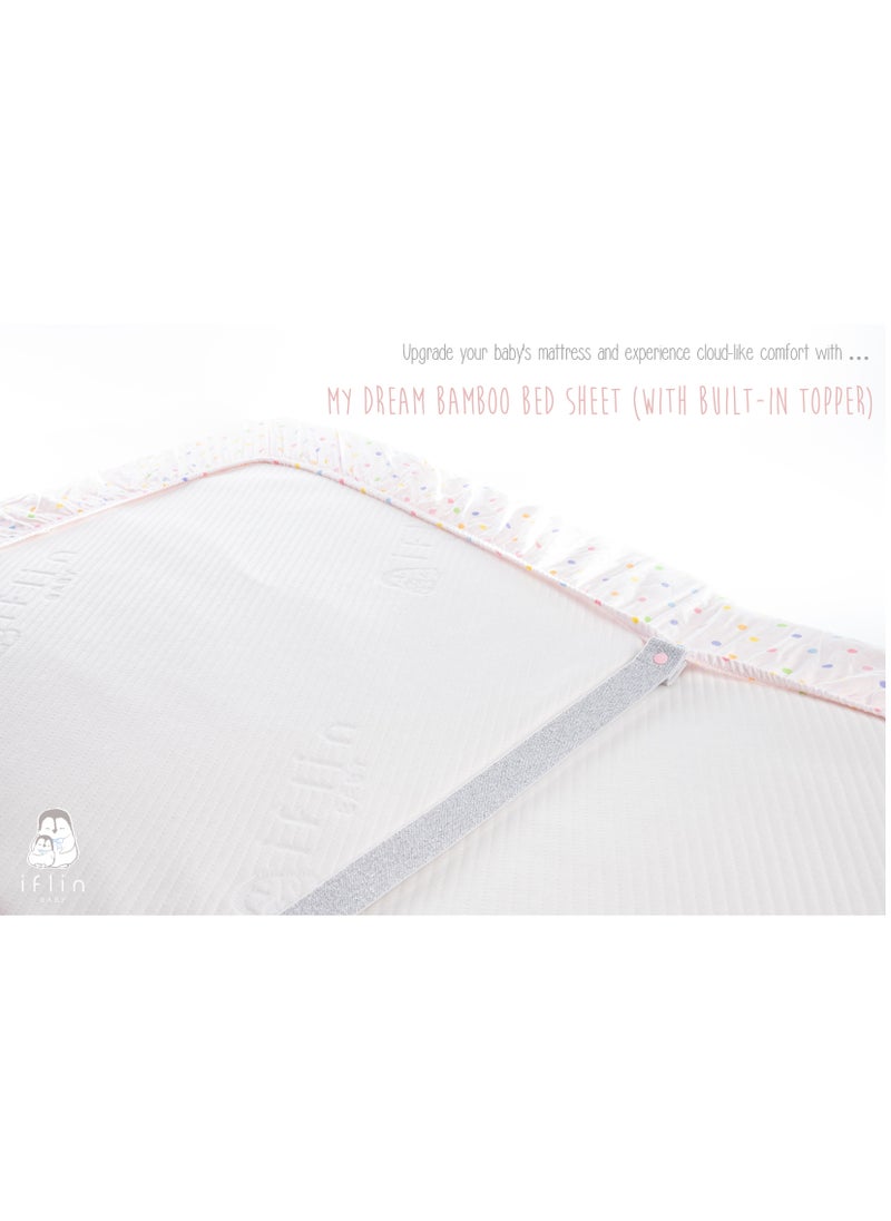 Iflin Baby - My Dream Bamboo Bed Sheet 70x120cm (with Built-in Topper) - Playful Blue - Image 1